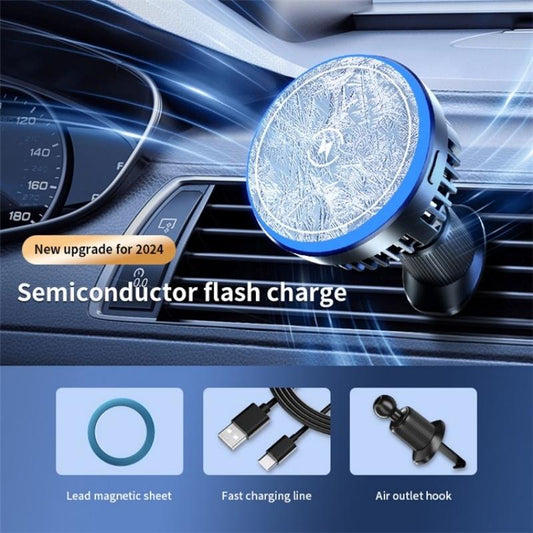 NNEIDS Wireless Magnetic Car Vent Charger With Colourful Light - Phone Charging Stand-0