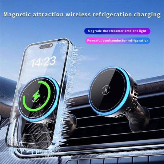NNEIDS Wireless Magnetic Car Vent Charger With Colourful Light - Phone Charging Stand-1