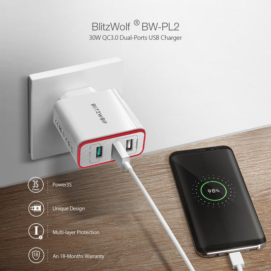 30W QC3.0 FCP 3 Ports Universal USB Charger Travel Wall Charger EU Adapter for iPhone For Huawei For Xiaomi-1